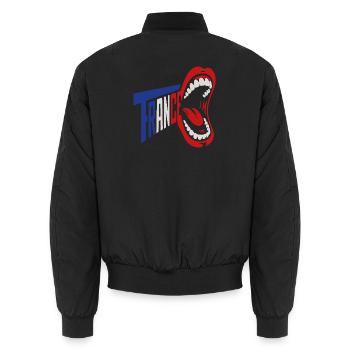 Trance Scream Retro-Typografie - Unisex Bomberjacke - Schwarz - Hinten - AI Model Male 185 light (185cm)