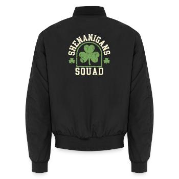 Shenanigans Squad Shamrock St. Patrick's Day Spaß - Unisex Bomberjacke - Schwarz - Hinten - AI Model Male 185 light (185cm)