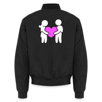 Couple In Love Heart - Unisex Bomber Jacket - black - Back - AI Model Male 185 light (185cm)