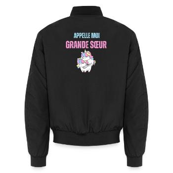 appelle moi  grande sœur Licorne sœur unicorn - Bomber unisexe - noir - Dos - AI Model Male 185 light (185cm)