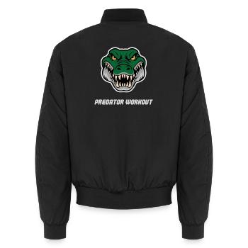 Crocodile Workout – Hard Training & Combat Sports  - Unisex Bomber Jacket - black - Back - AI Model Male 185 light (185cm)