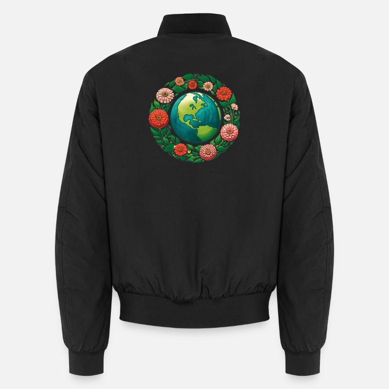 Earth in Bloom Ring - Unisex Bomber Jacket - black