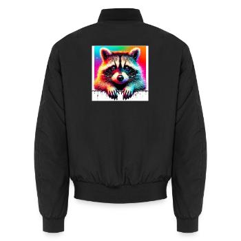 Waschbär - Unisex Bomberjacke - Schwarz - Hinten - AI Model Male 185 light (185cm)