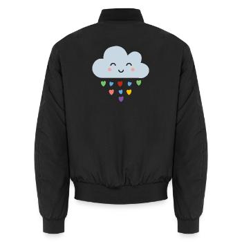 Cute Cloud Rainbow Hearts Kawaii Happy Mood Design - Unisex Bomberjacke - Schwarz - Hinten - AI Model Male 185 light (185cm)
