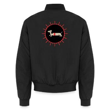 Retro Dachshund Sun Vintage - Unisex Bomber Jacket - black - Back - AI Model Male 185 light (185cm)