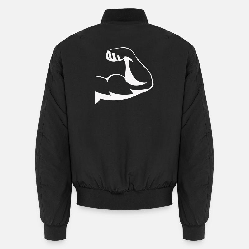 Powerful biceps silhouette - Unisex Bomber Jacket - black