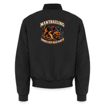Mantrailing Nase führt - Unisex Bomberjacke - Schwarz - Hinten - AI Model Male 185 light (185cm)
