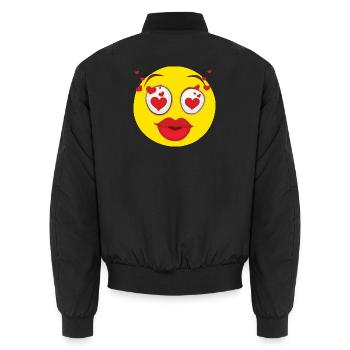 Verliebtes Gesicht Herz Augen Design - Unisex Bomberjacke - Schwarz - Hinten - AI Model Male 185 light (185cm)