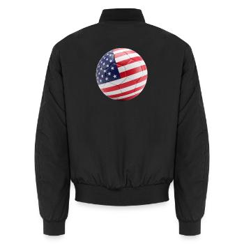 USA-FLAGGE AUF EINEM FUSSBALL - Unisex Bomberjacke - Schwarz - Hinten - AI Model Male 185 light (185cm)