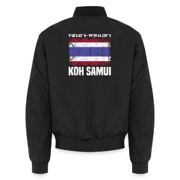 Koh Samui Coordinates - Unisex Bomber Jacket - black - Back - AI Model Male 185 light (185cm)