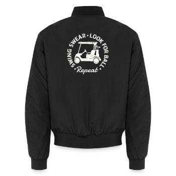 Swing Swear - Look For Ball - Repeat  - Unisex Bomberjacke - Schwarz - Hinten - AI Model Male 185 light (185cm)