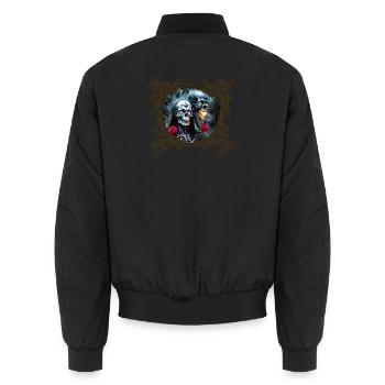 Totenkopf und Rosen: Gotische Kunst - Unisex Bomberjacke - Schwarz - Hinten - AI Model Male 185 light (185cm)