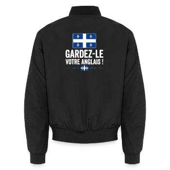  Gardez-le votre anglais - Bomber unisexe - noir - Dos - AI Model Male 185 light (185cm)