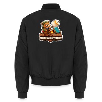 Camping Bär mit Schoko Abenteuer am Lagerfeuer - Unisex Bomberjacke - Schwarz - Hinten - AI Model Male 185 light (185cm)