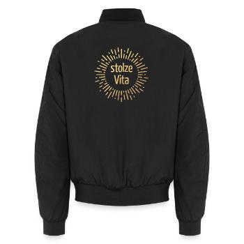 Sonne Dolce Vita Gold Lifestyle Print Bürohumor - Unisex Bomberjacke - Schwarz - Hinten - AI Model Male 185 light (185cm)