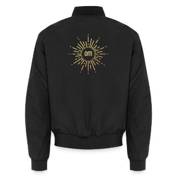 Yoga om Namaste cool Quotes Gold Sun Meditation - Unisex Bomber Jacket - black - Back - AI Model Male 185 light (185cm)
