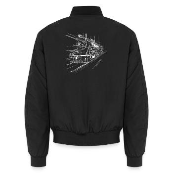Train Sketch - Unisex Bomber Jacket - black - Back - AI Model Male 185 light (185cm)