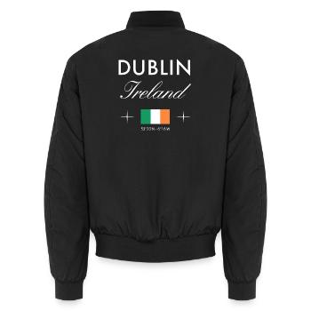 Dublin Irlande Coordonnées Souvenir de voyage - Bomber unisexe - noir - Dos - AI Model Male 185 light (185cm)