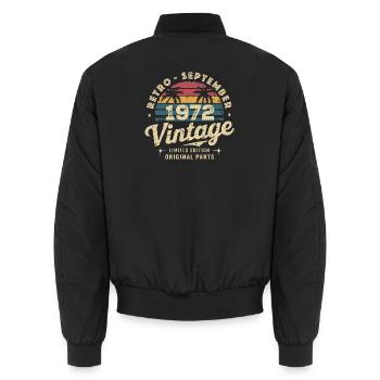 Vintage Septembre 1972 Édition Limitée Septembre - Bomber unisexe - noir - Dos - AI Model Male 185 light (185cm)