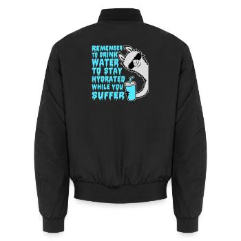 Remember to drink water Denk an Wasser Spruch Lama - Unisex Bomberjacke - Schwarz - Hinten - AI Model Male 185 light (185cm)