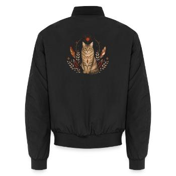Katze Boho - Unisex Bomberjacke - Schwarz - Hinten - AI Model Male 185 light (185cm)