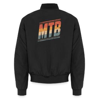  MTB Retro Stripes Mountain Bike Biker Cycling - Unisex Bomberjacke - Schwarz - Hinten - AI Model Male 185 light (185cm)