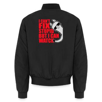 I Can't Fix Stupid But I Can Watch Sarkasmus Lama - Unisex Bomberjacke - Schwarz - Hinten - AI Model Male 185 light (185cm)