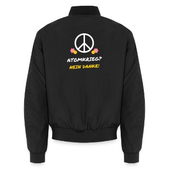 Atomkrieg? Nein danke! – Peace Zeichen - Unisex Bomberjacke - Schwarz - Hinten - AI Model Male 185 light (185cm)