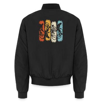 Mountainbike MTB Downhill Trail Vintage Motiv - Unisex Bomberjacke - Schwarz - Hinten - AI Model Male 185 light (185cm)