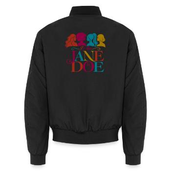 Ich bin Jane Doe Regenbogenporträt - Unisex Bomberjacke - Schwarz - Hinten - AI Model Male 185 light (185cm)