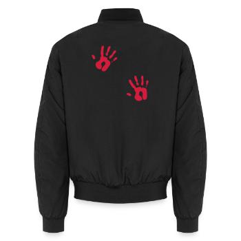 Bloody Red Hand Prints - Unisex Bomber Jacket - black - Back - AI Model Male 185 light (185cm)