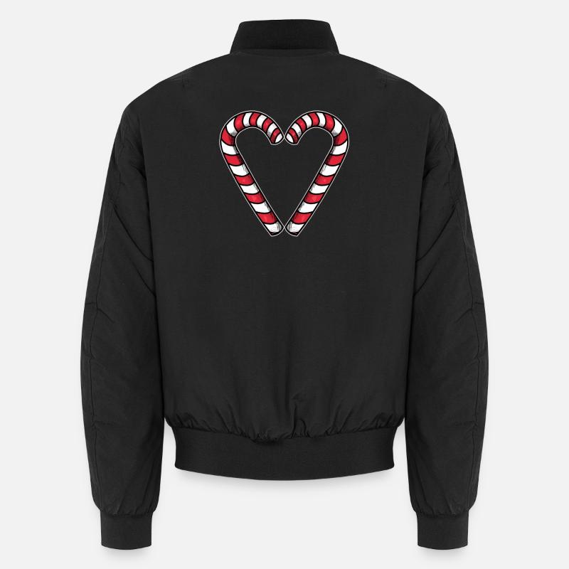 Candy Cane Heart - Unisex Bomber Jacket - black