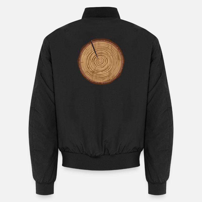 Eine Holzscheibe mit Jahresringe und einen Spalt Unisex Bomberjacke