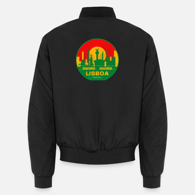 Lisboa Retro Skyline Silhouette - Unisex Bomberjacke - Schwarz