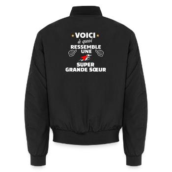 Humour Fraternel Super Grande Soeur - Bomber unisexe - noir - Dos - AI Model Male 185 light (185cm)