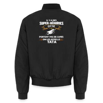 Super-Héroïne TATA Mode - Bomber unisexe - noir - Dos - AI Model Male 185 light (185cm)