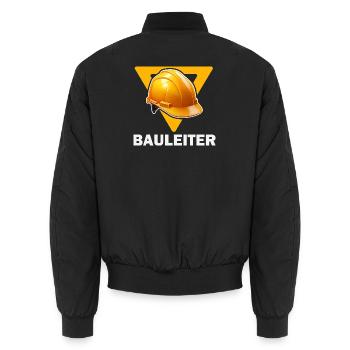 Baustellenleiter Bauhelm - Unisex Bomberjacke - Schwarz - Hinten - AI Model Male 185 light (185cm)