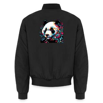Panda - Unisex Bomber Jacket - black - Back - AI Model Male 185 light (185cm)