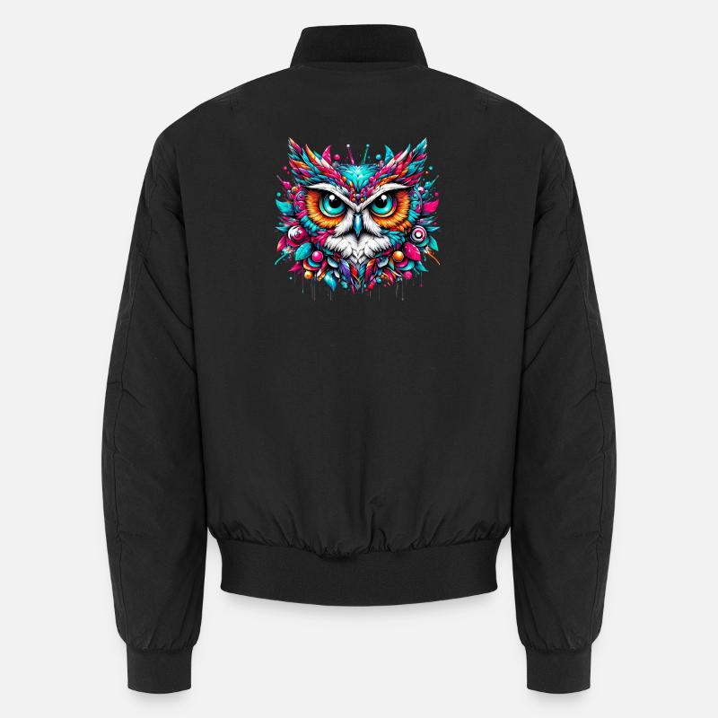 Owl - Unisex Bomber Jacket - black