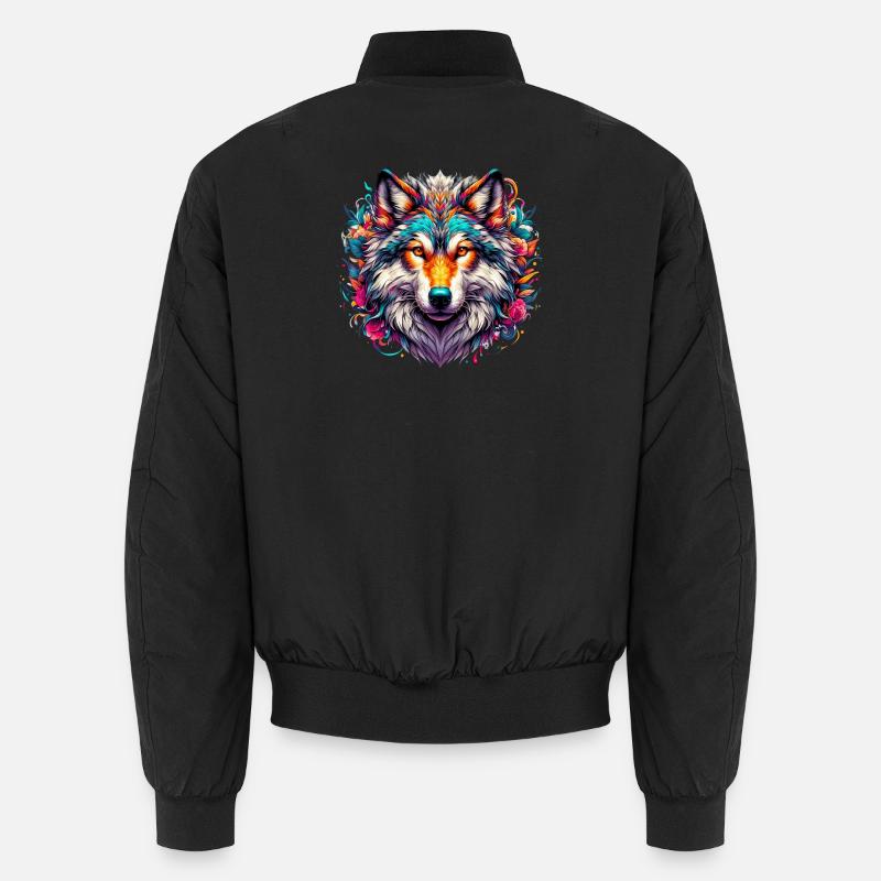 Wolf - Unisex Bomberjacke - Schwarz