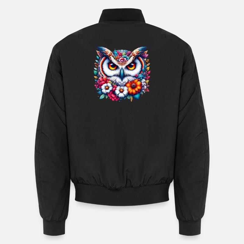 Hibou décoré de fleurs Bomber unisexe
