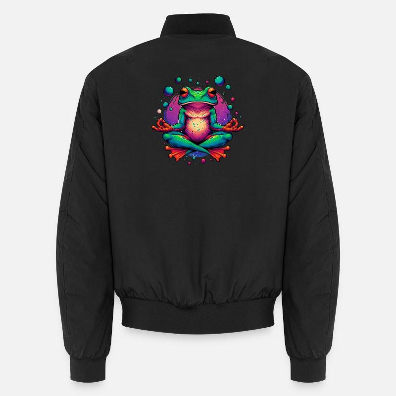 Frog in Meditation - Unisex Bomber Jacket - black