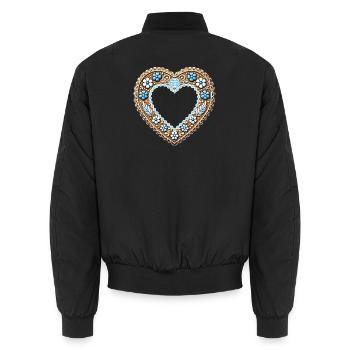 Gingerbread Heart Frame Tradition and love combined - Unisex Bomber Jacket - black - Back - AI Model Male 185 light (185cm)