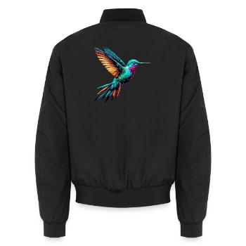 Hummingbird - Unisex Bomber Jacket - black - Back - AI Model Male 185 light (185cm)