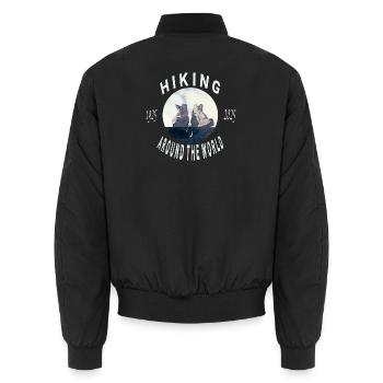 Hiking Around the World Boots Logo - Unisex Bomberjacke - Schwarz - Hinten - AI Model Male 185 light (185cm)