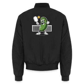 Dill With It Pickleball Player - Unisex Bomber Jacket - black - Back - AI Model Male 185 light (185cm)