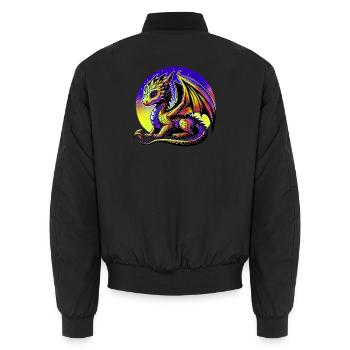 Dragon - Unisex Bomber Jacket - black - Back - AI Model Male 185 light (185cm)