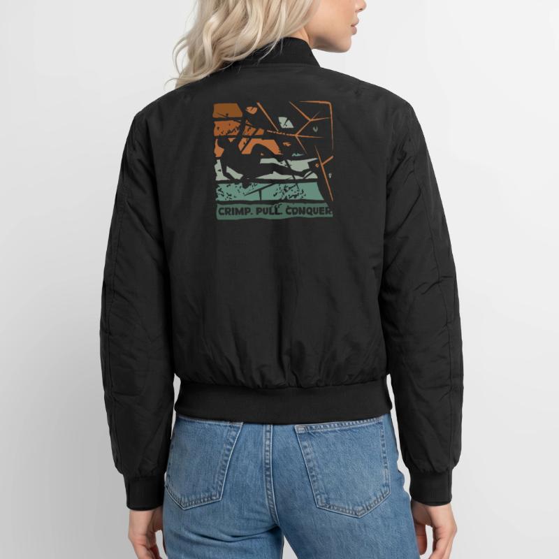 Bouldering – Crimping. Pull. Conquer. Unisex Bomber Jacket
