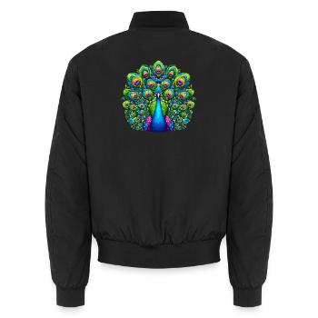 Pfau - Unisex Bomberjacke - Schwarz - Hinten - AI Model Male 185 light (185cm)