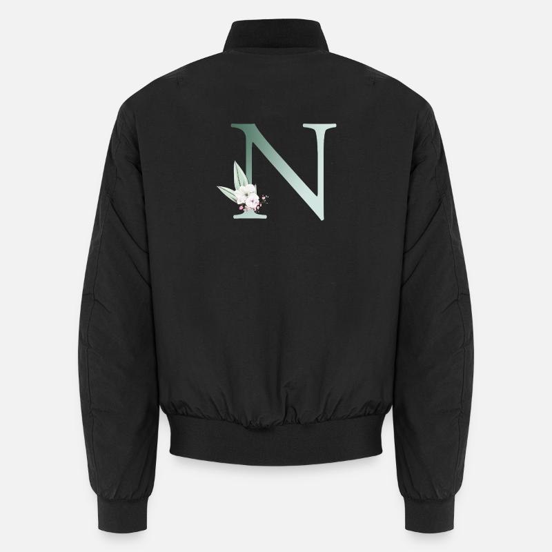 N Monogram, Floral, Personalizable Unisex Bomber Jacket